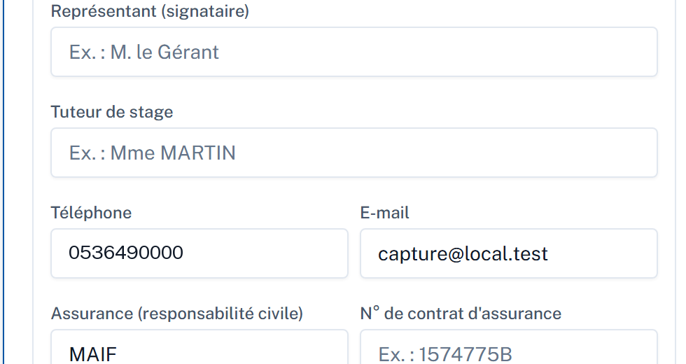 Bloc Vos informations
