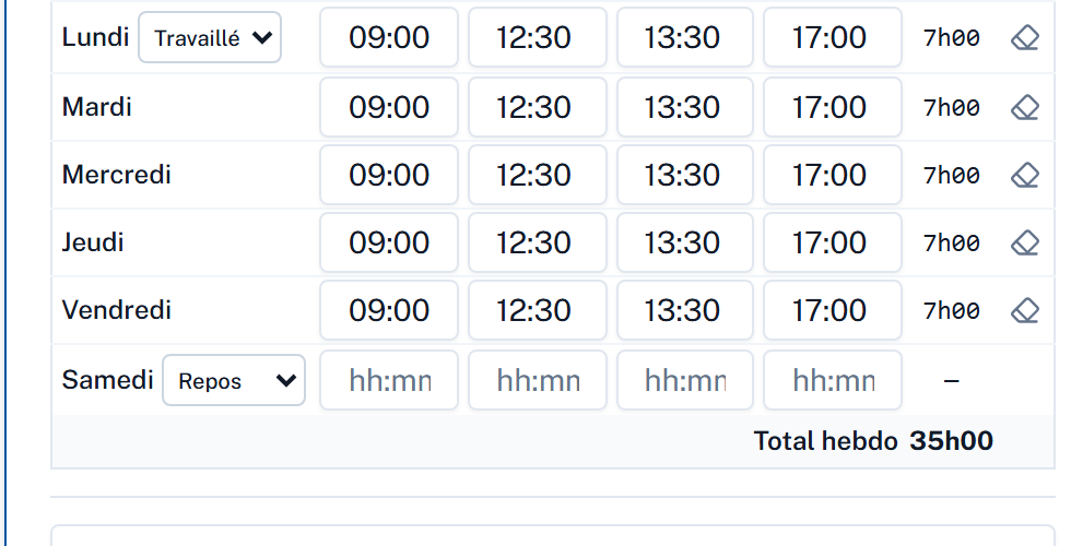 Grille horaire et corrections