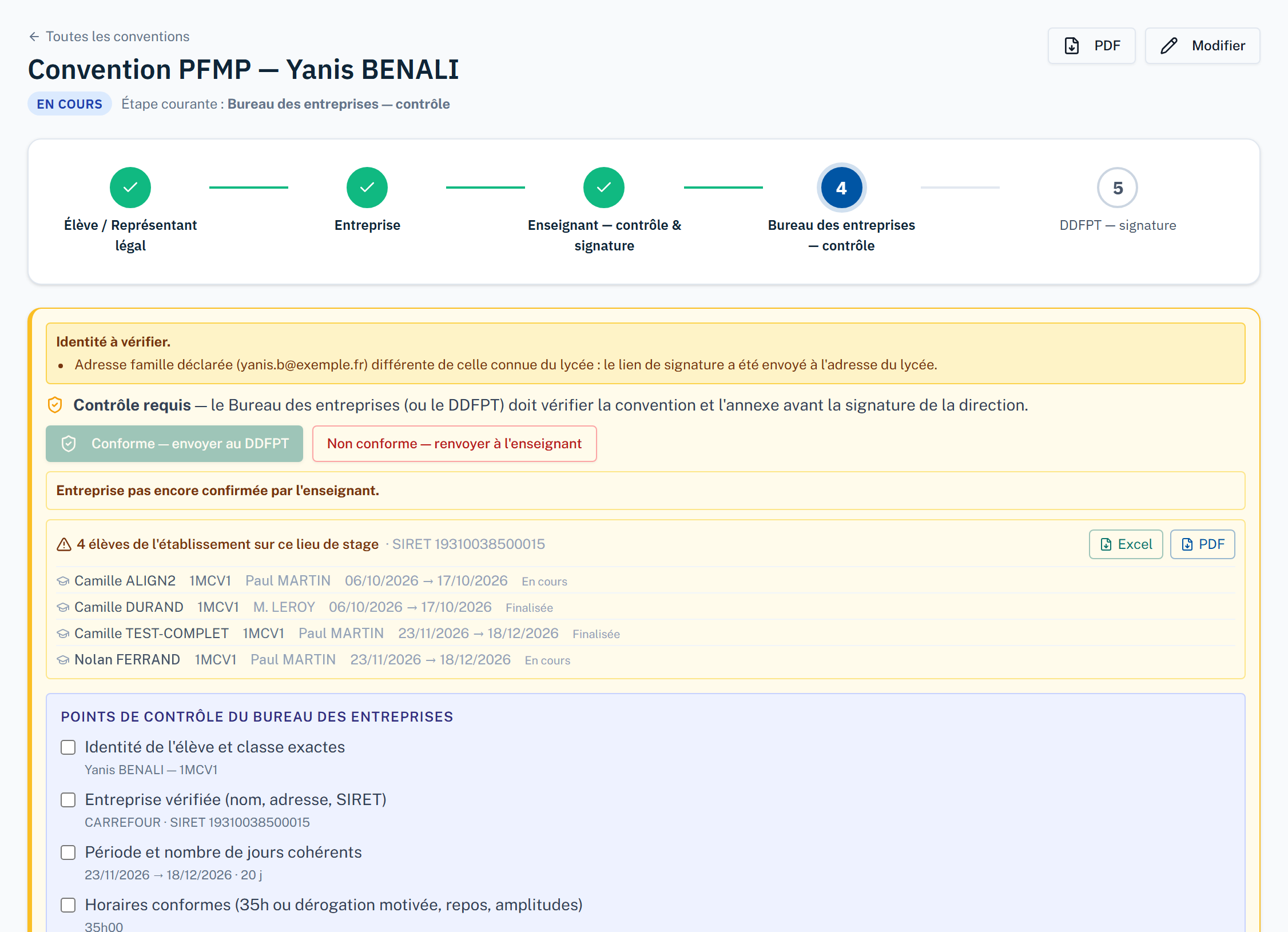 Fiche de contrôle